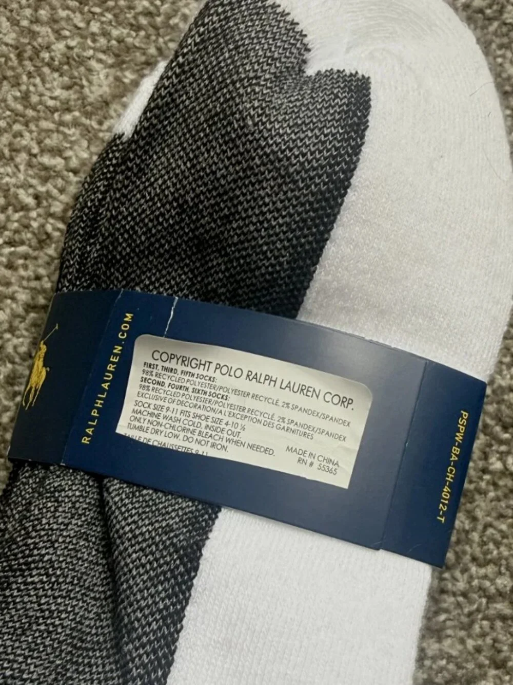 Polo Ralph Lauren Men's Classic Sport Quarter Socks 6-Pair Pack White 9-11 NWT